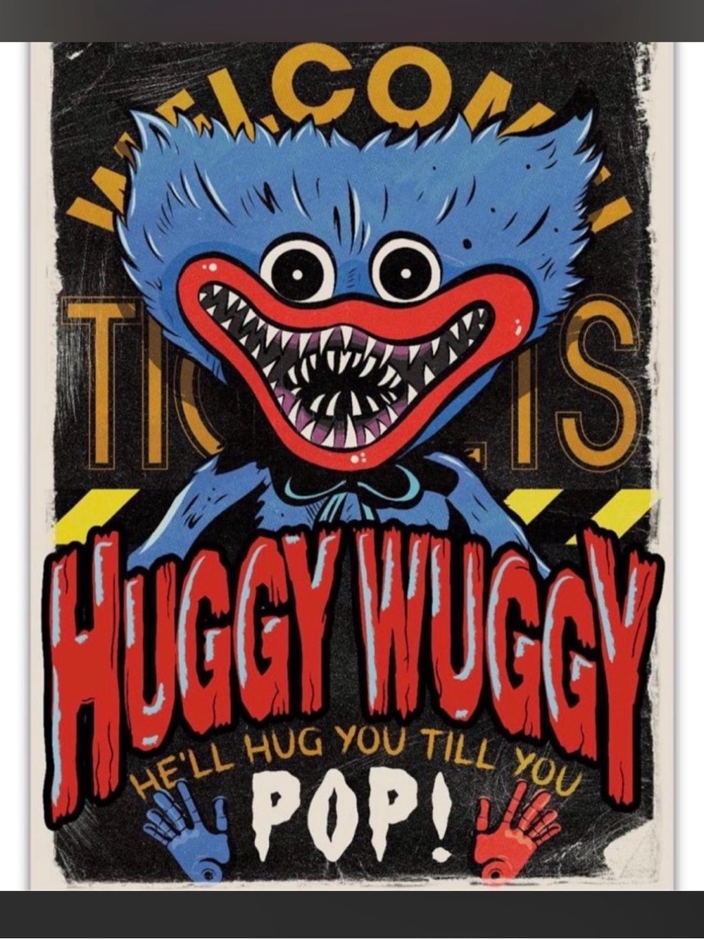 Huggy Wuggy Blue Character Wall Art Print